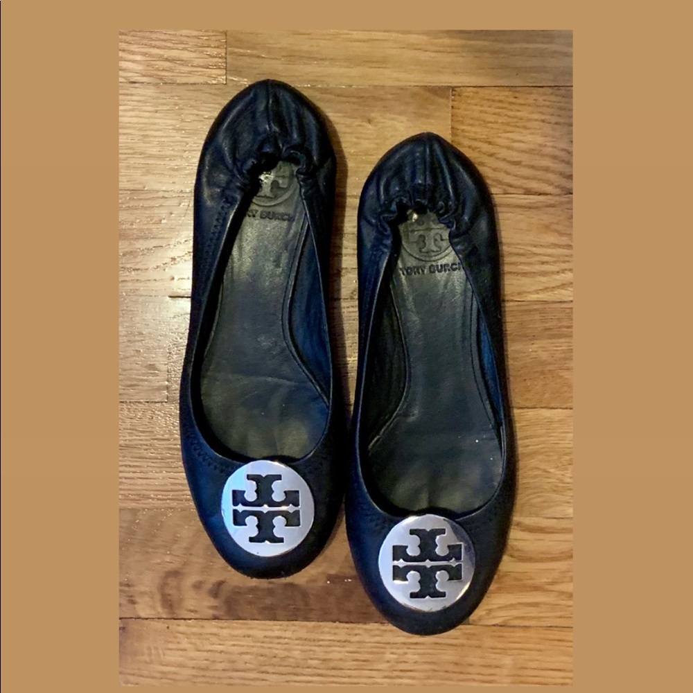 Tory Burch Reva Flats Black/Silver